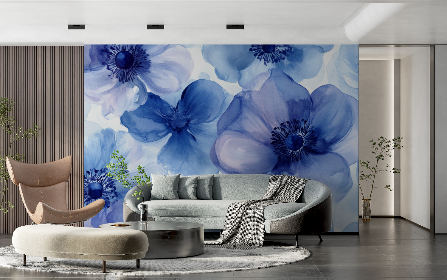 Papier peint aquarelle fleurs b...majestueuses tendance 2024