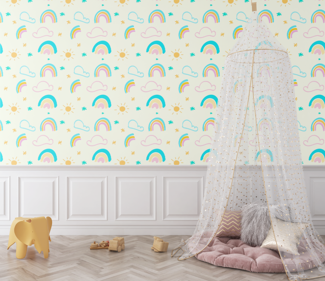 Papier peint bébé motifs Licornes - bebe tipi