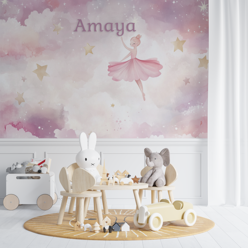 Papier peint prenom danceuse chambre de bebe