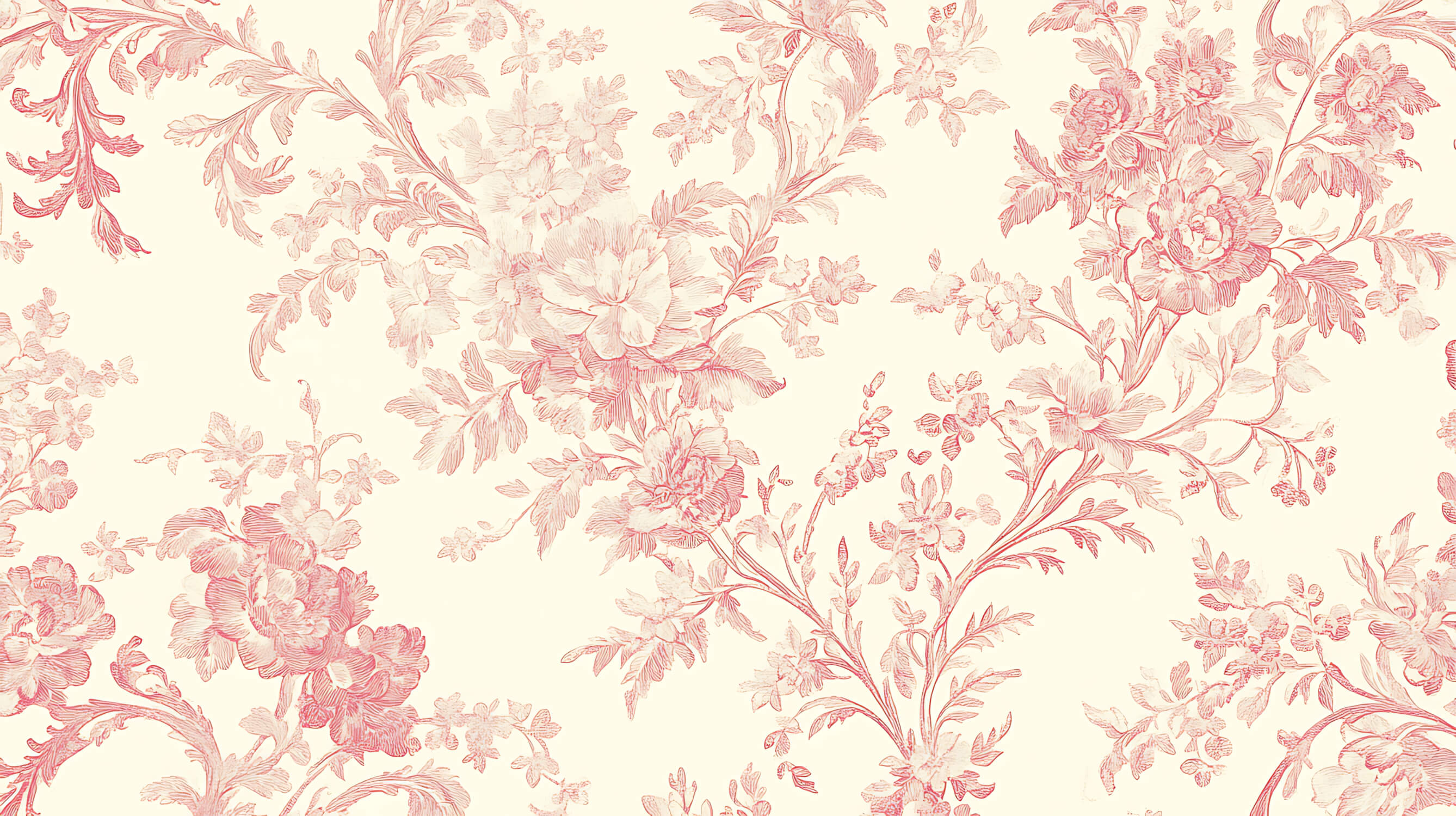 Papier Peint Imitation Toile De Jouy Rose