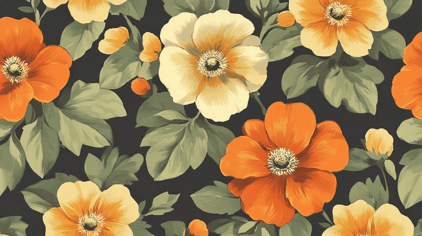 Papier Peint Fleur 1970