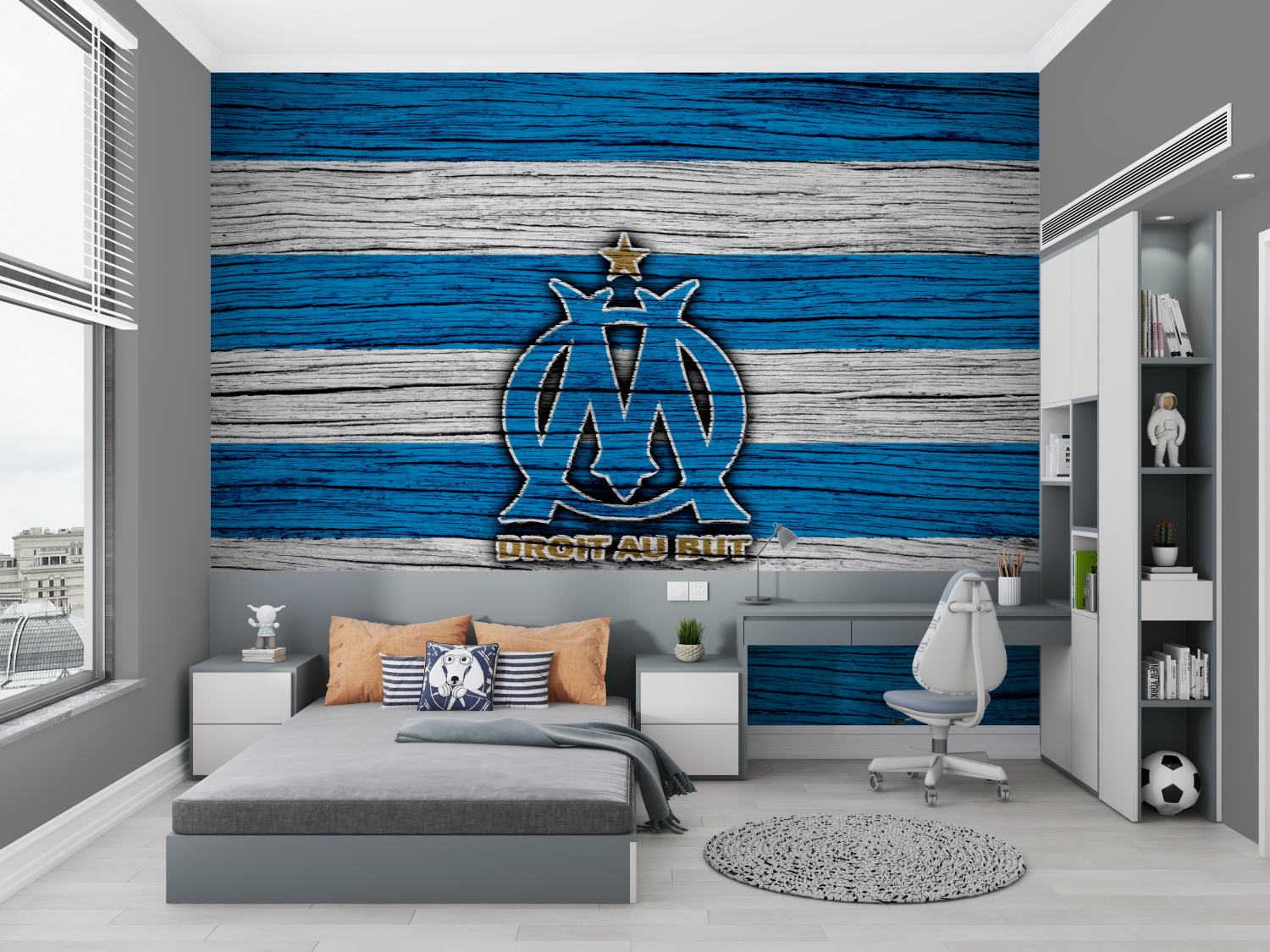 Papier peint foot om chambre petit