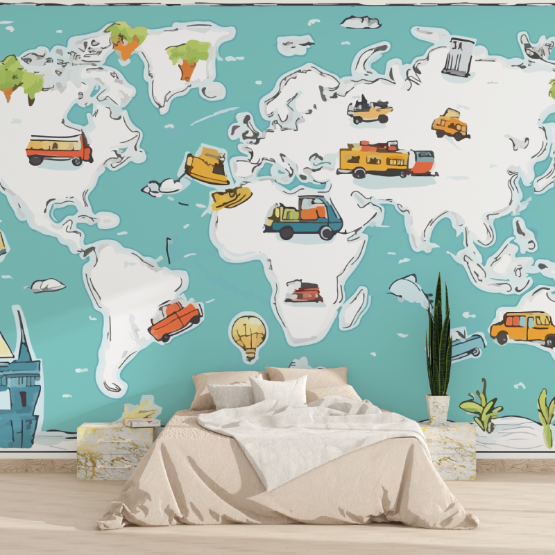 Papier peint enfant carte du monde 1815