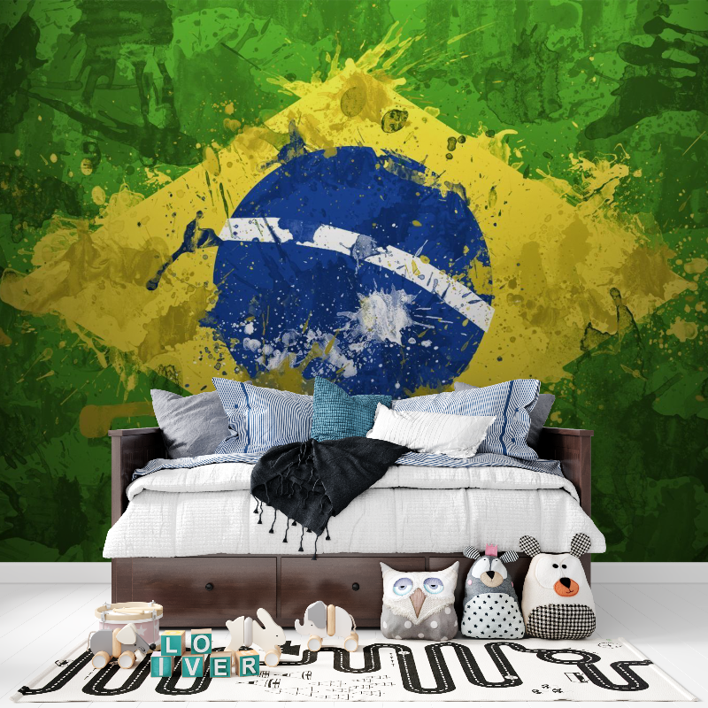 Papier peint foot bresil tapisserie pour ado