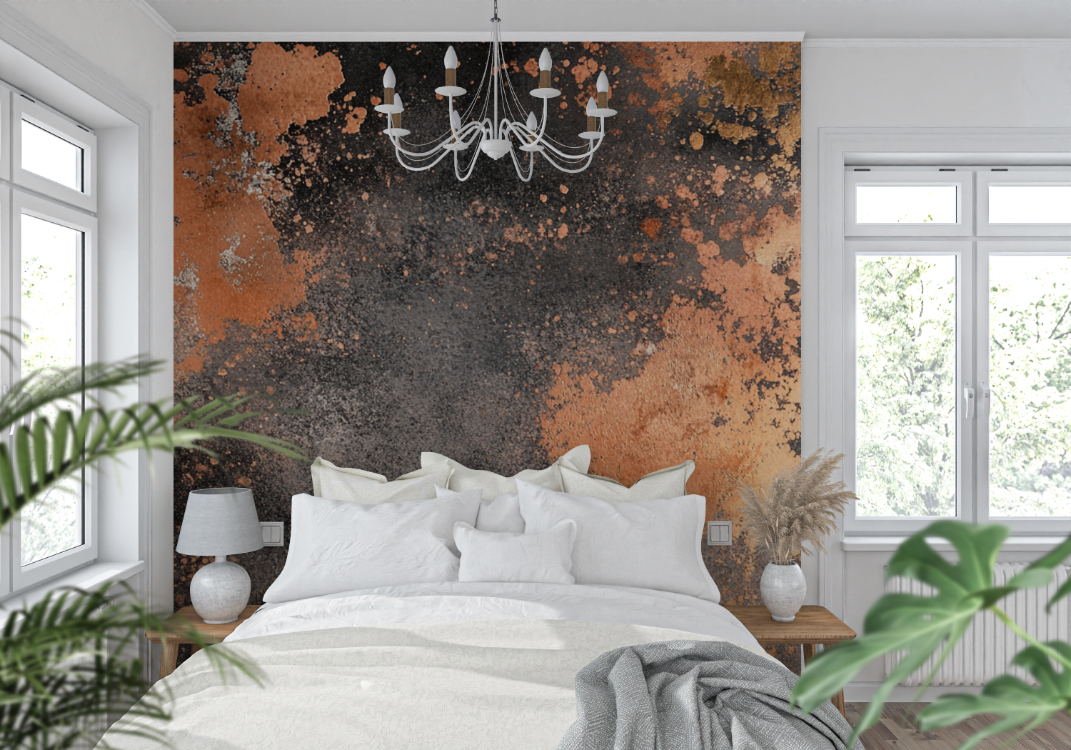 Papier peint terracotta et cuivre oxyde tendance mur
