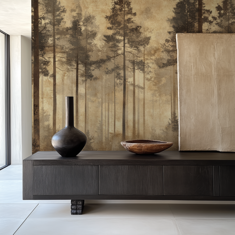 Papier peint arbre brun salle manger papier