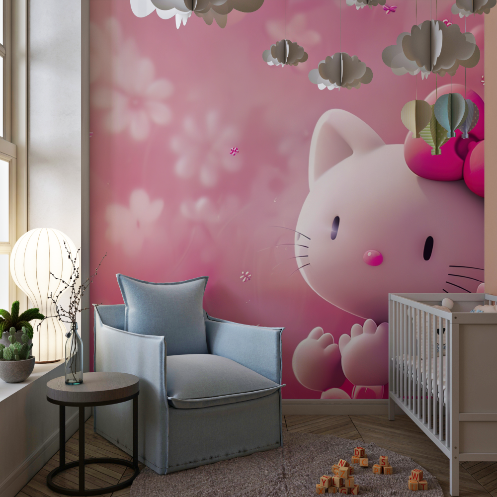 Papier peint hello kitty adorable chambre de fille