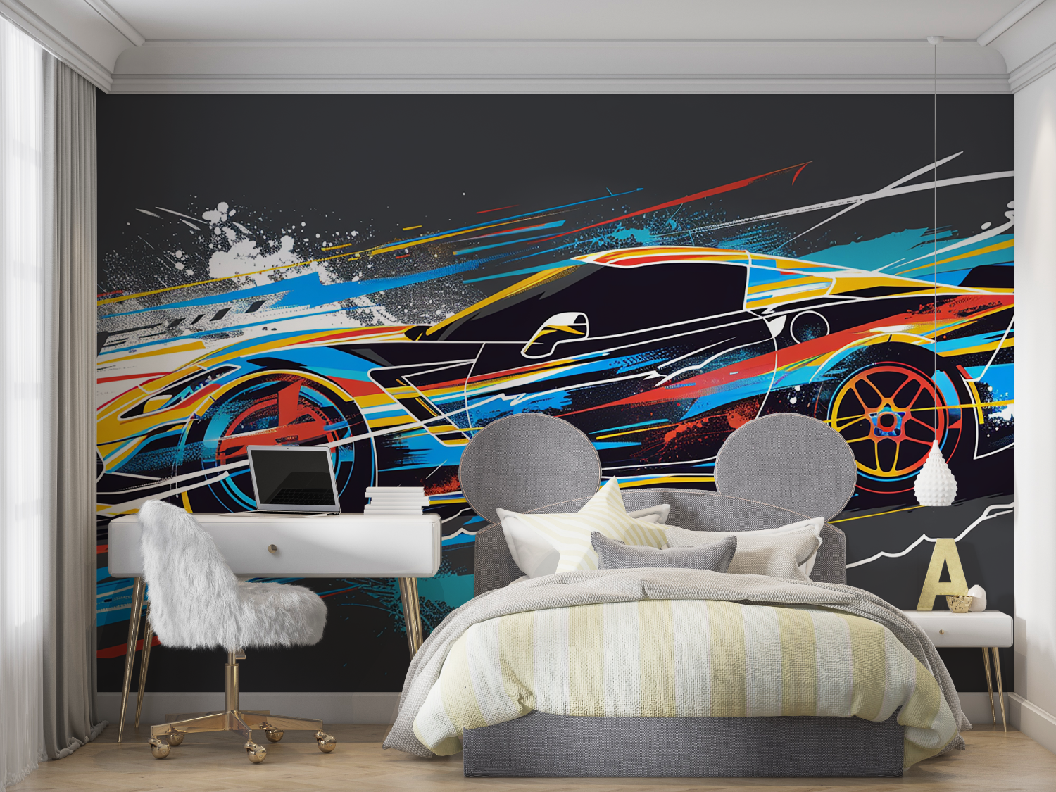 Papier peint voiture pour ados mur chambre panoramique