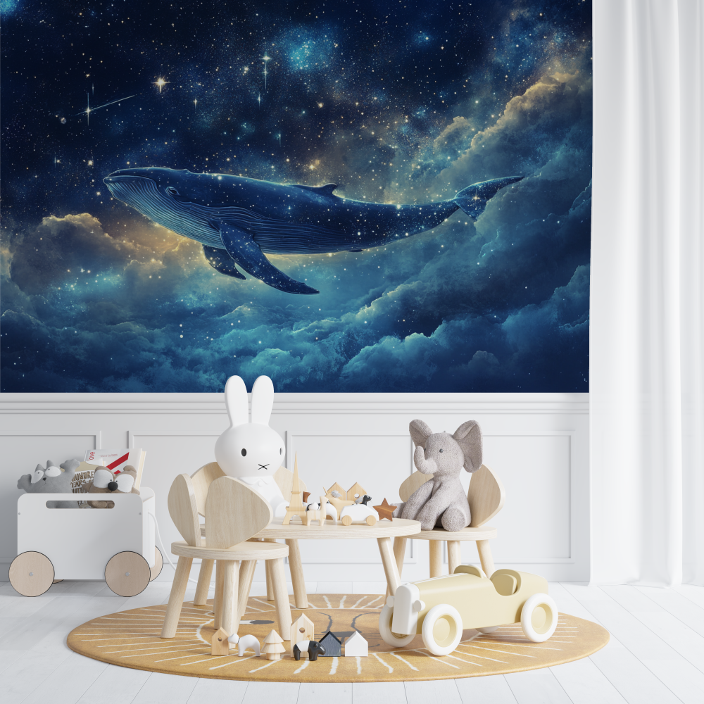Papier peint marin baleine celeste chambre de bebe