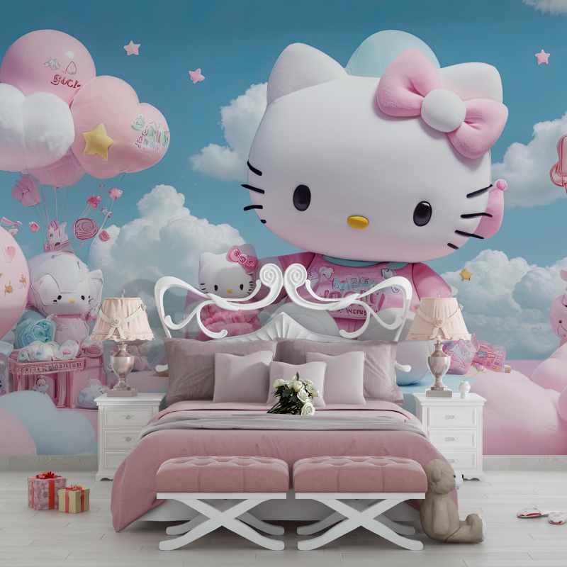 Papier peint hello kitty monde 3d chambre filles