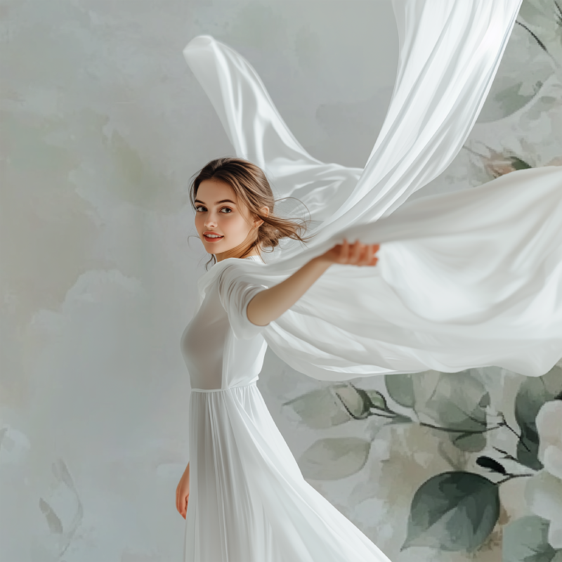 Papier peint fleur blanc et rose modele