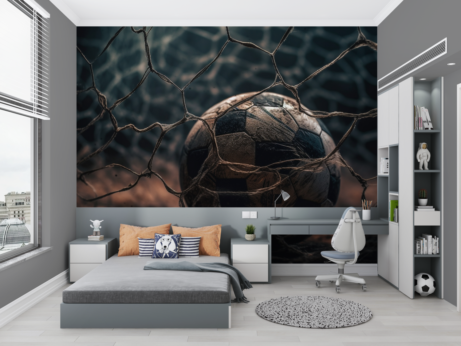 Papiers peint ballon de foot noir chambre petit