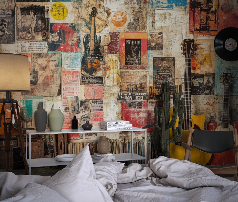 Papier peint vintage style chambre dado1