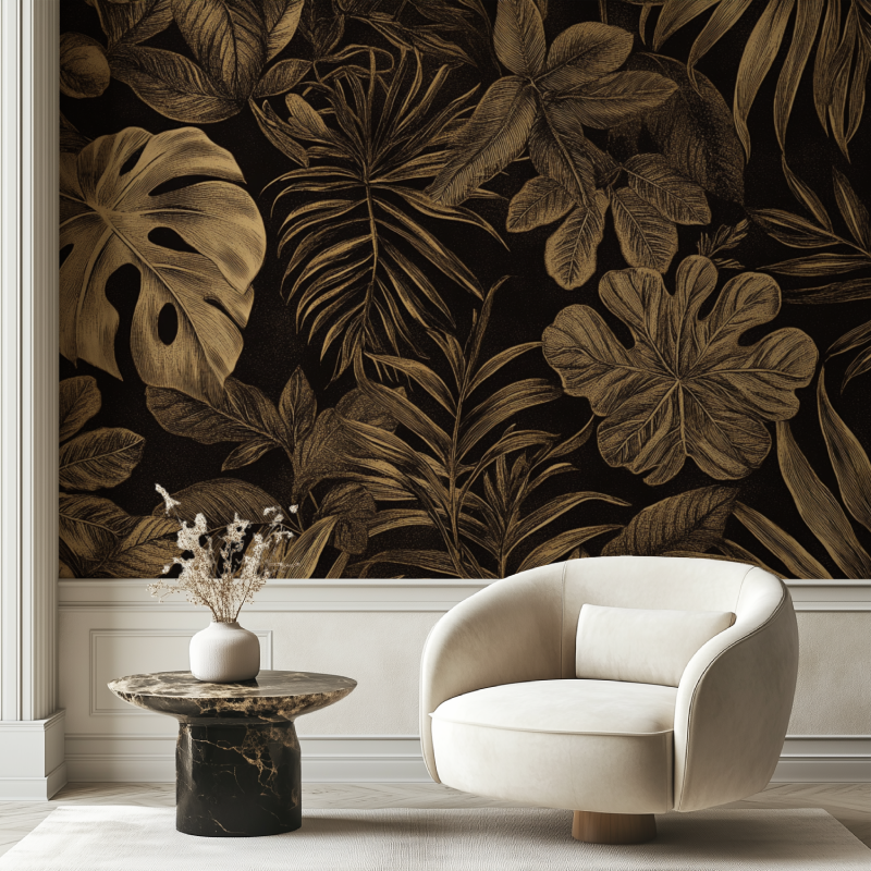 Papier peint vintage jungle chaise tendance