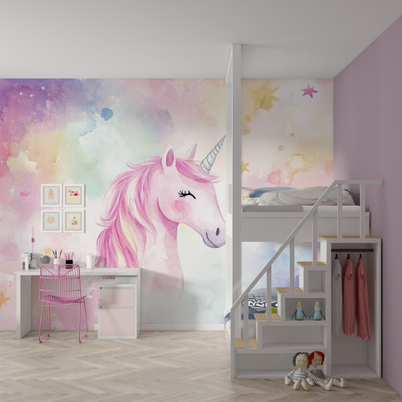 Papier peint chambre enfant lic...piration mur chambre fille