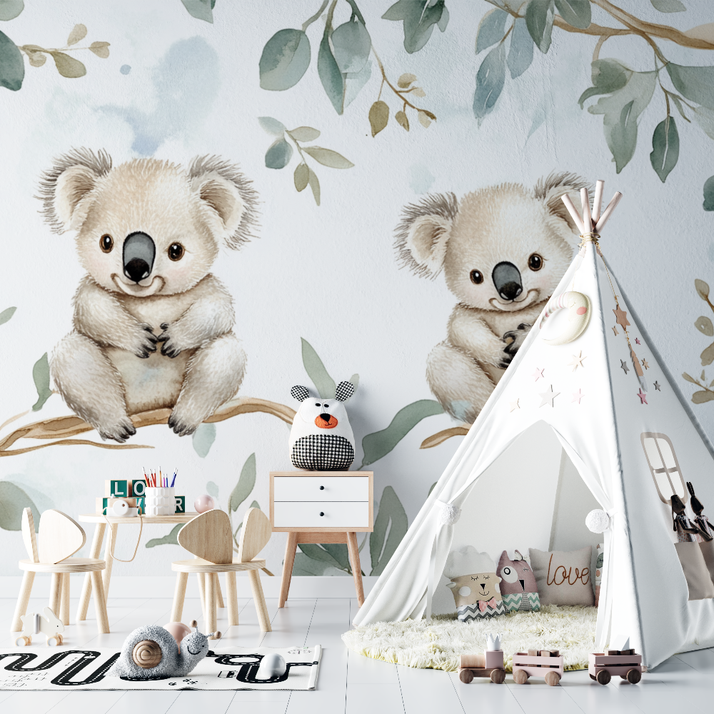 Papier peint koala naissance en douceur chambre bebe