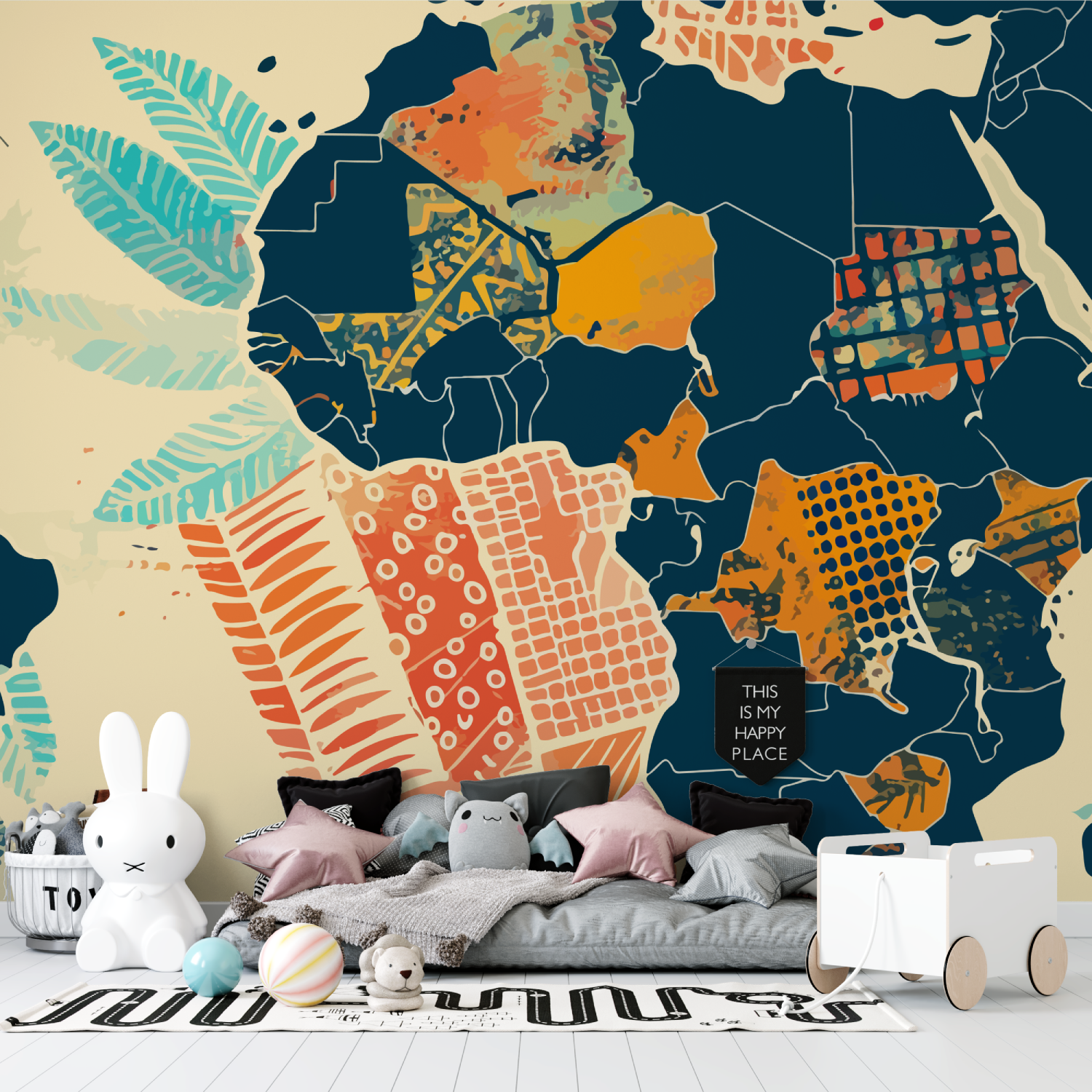 Papier peint carte du monde africa tapisserie garcon