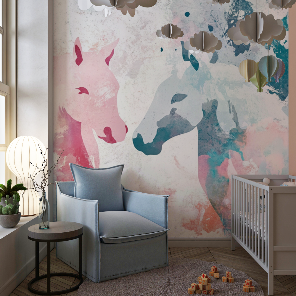 Papier peint licorne fille animation 3d chambre de fille