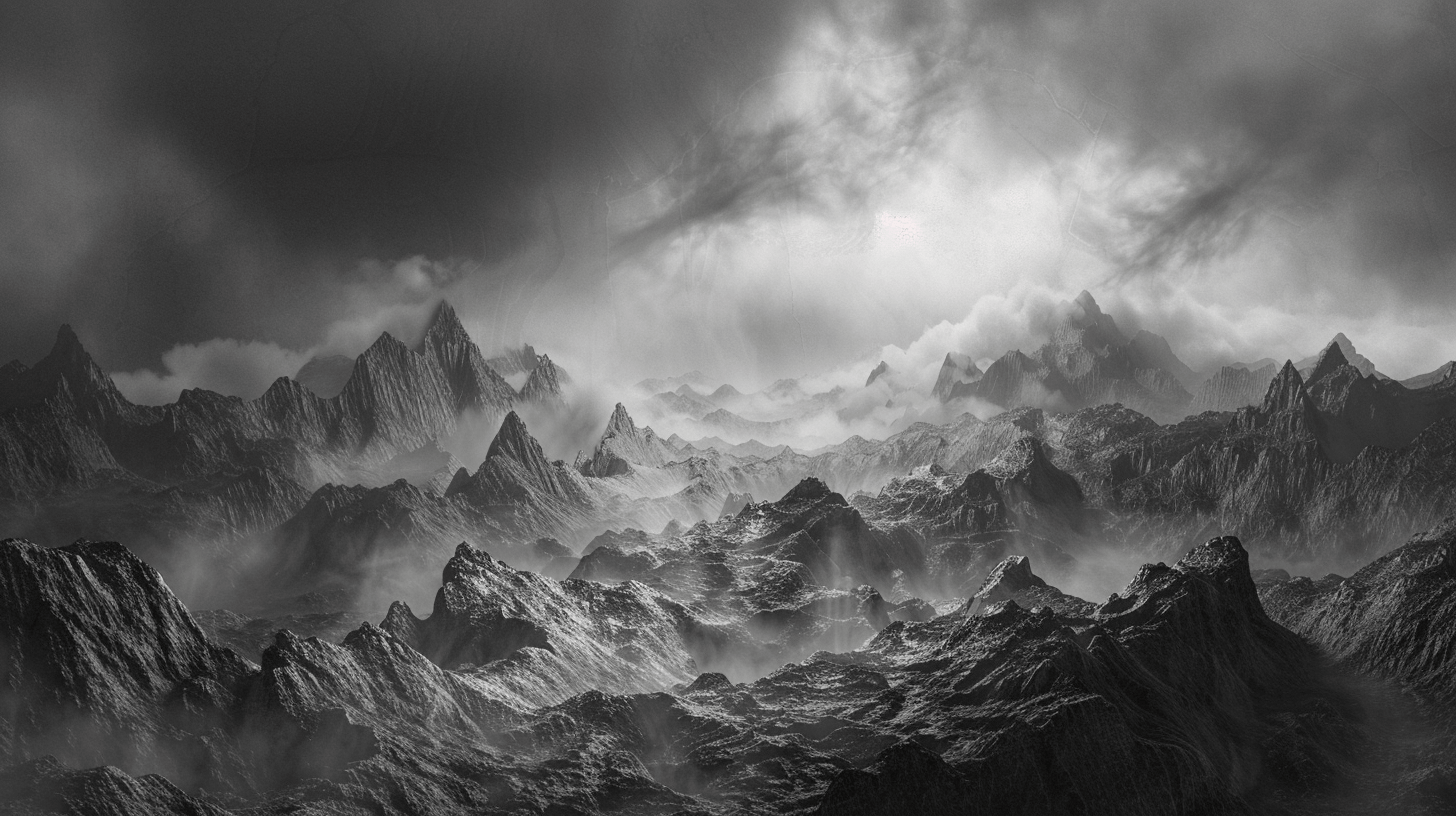 Papier Peint Chaine Montagne Noir Et Blanc