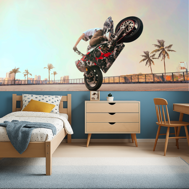 Papier peint chambre ado moto freestyle garcon456