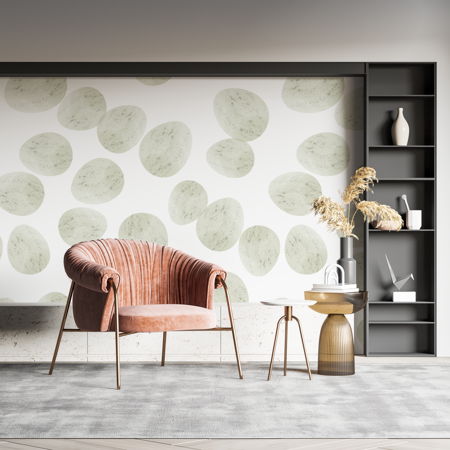 Papier Peint Vert Amande Motif - merlin leroy