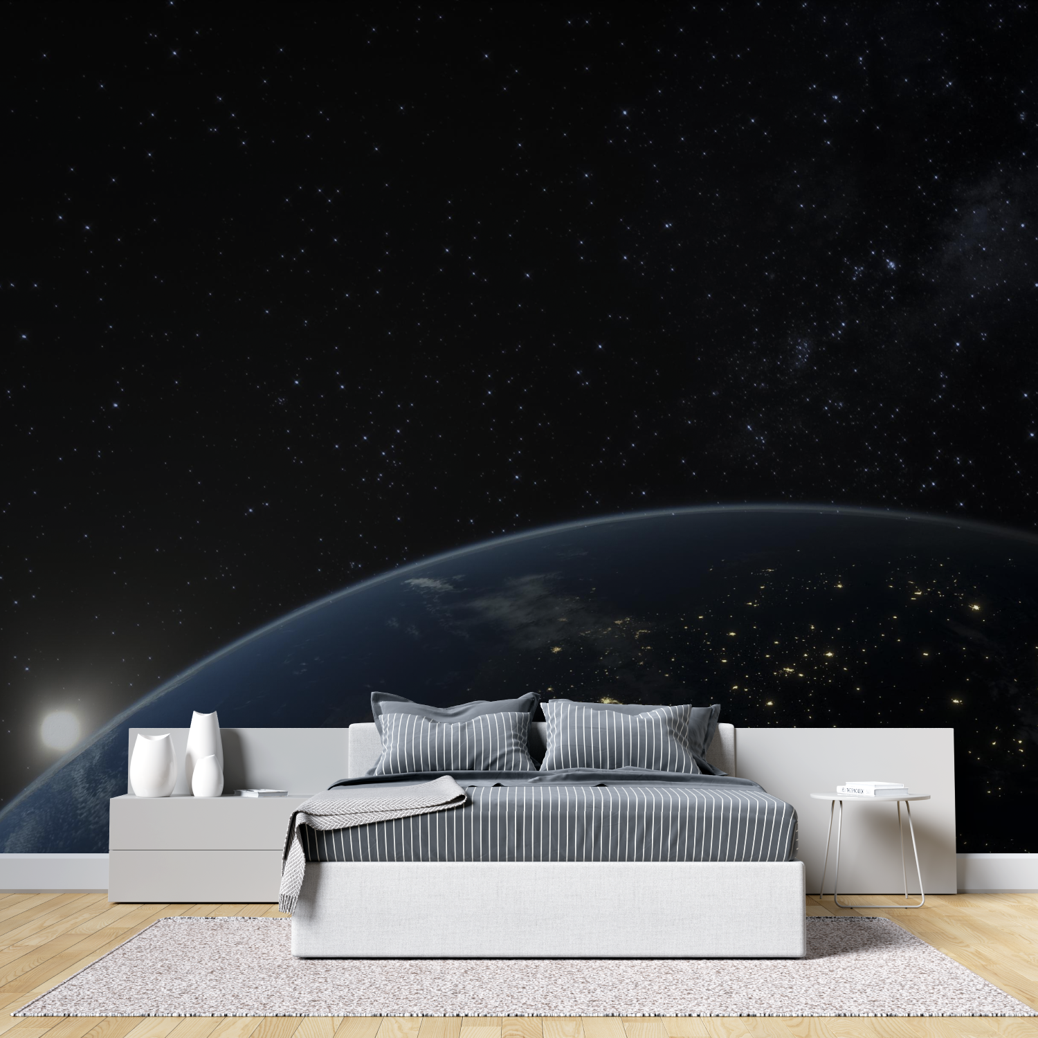 Papier peint theme lespace adulte tete de lit