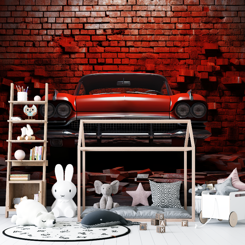 Papier peint xxl voiture brique rouge 12