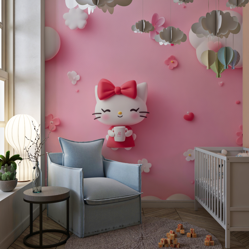 Papier peint hello kitty 3d chambre de fille