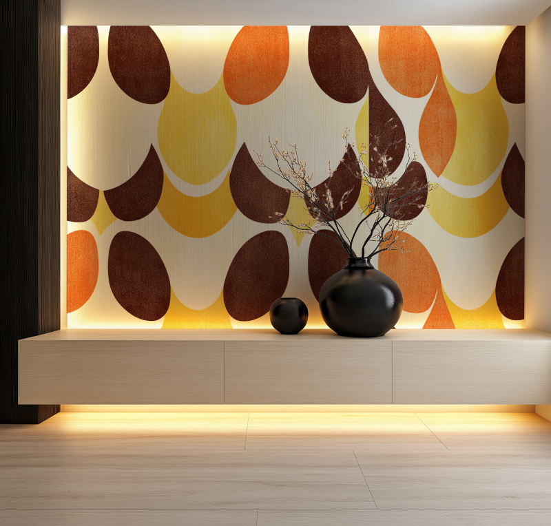 Papier peint vintage graphique salon neon