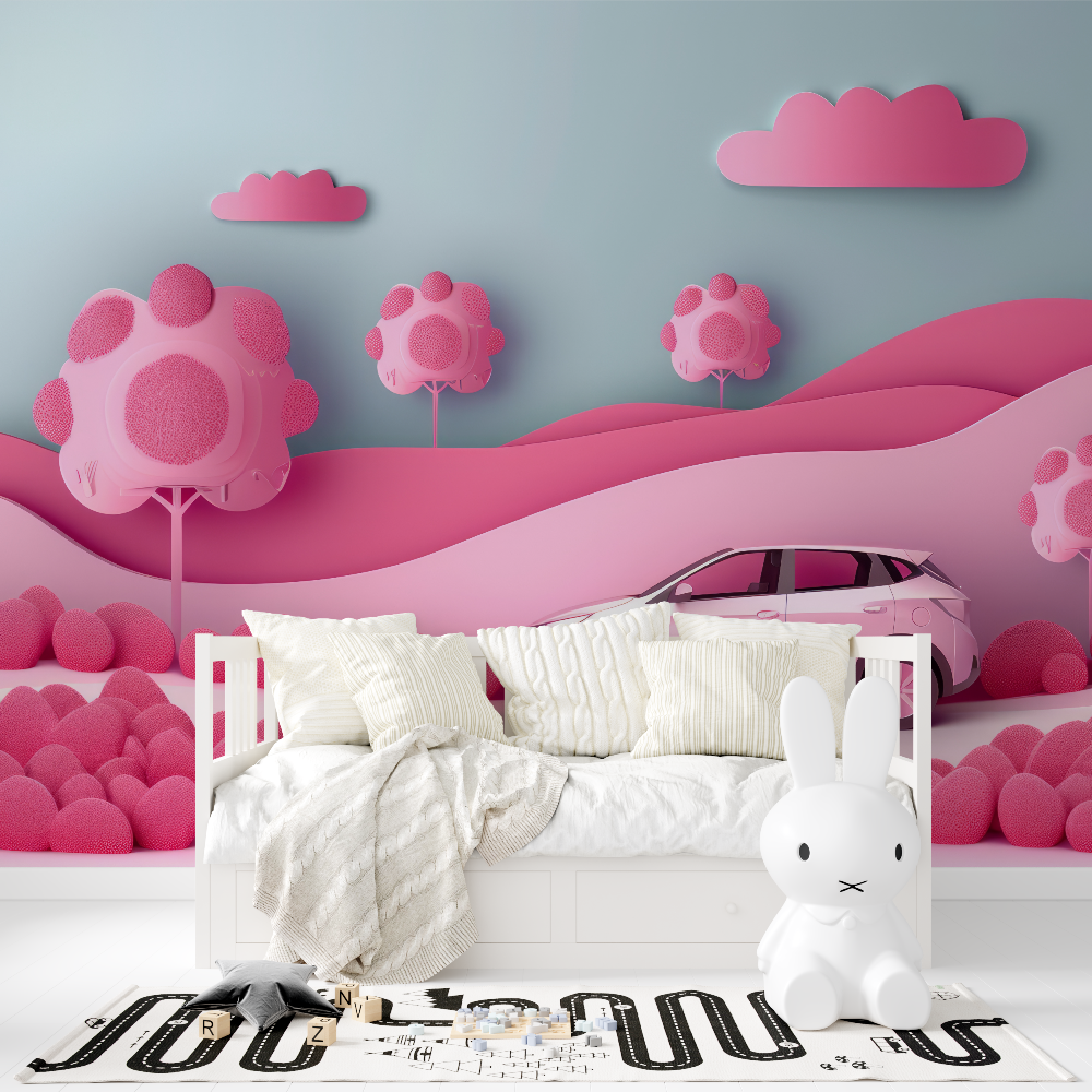 Papier peint pour chambre voiture fille 3d tapisserie fille