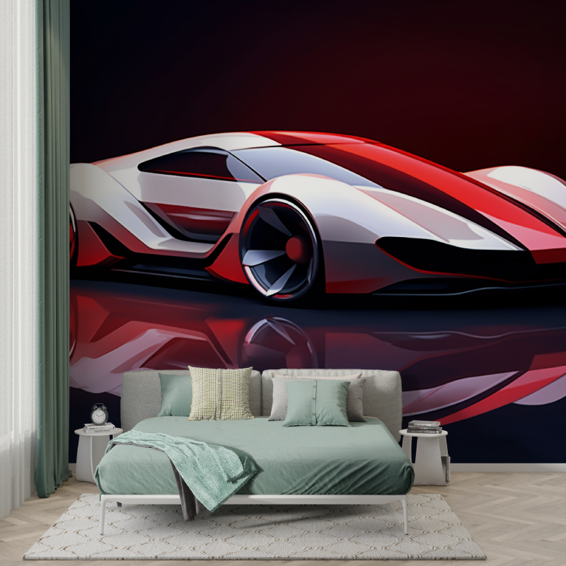 Papier peint 3d voiture future murs
