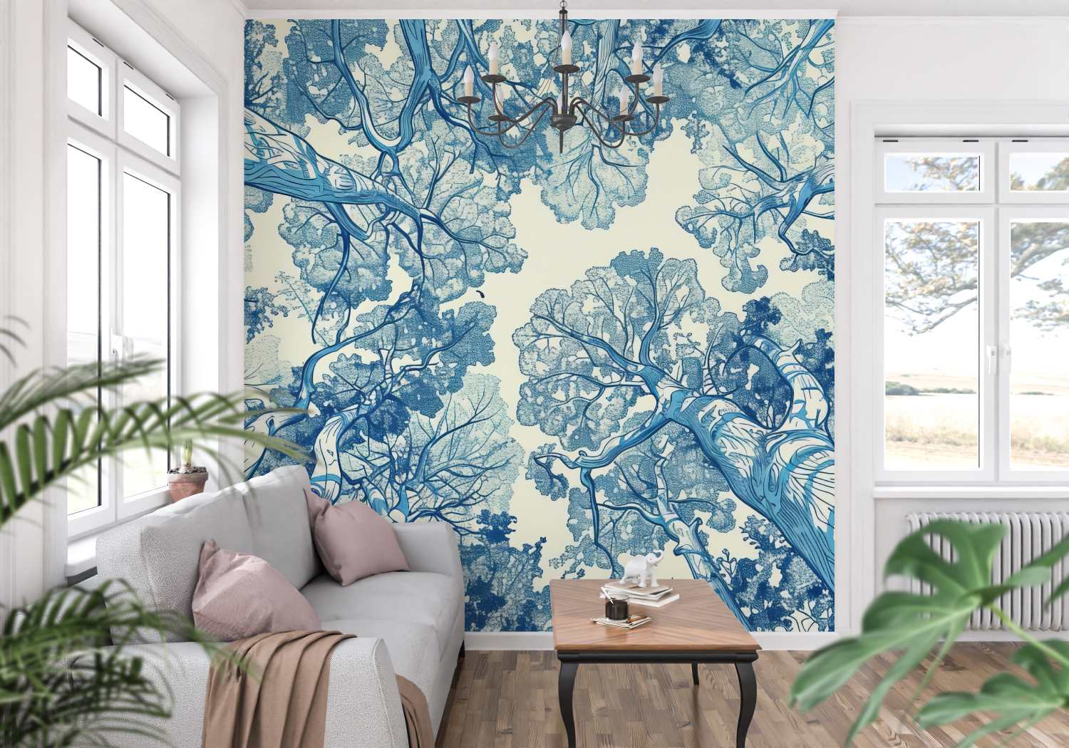 Papier Peint Toile De Jouy Revisité - panoramique tendance