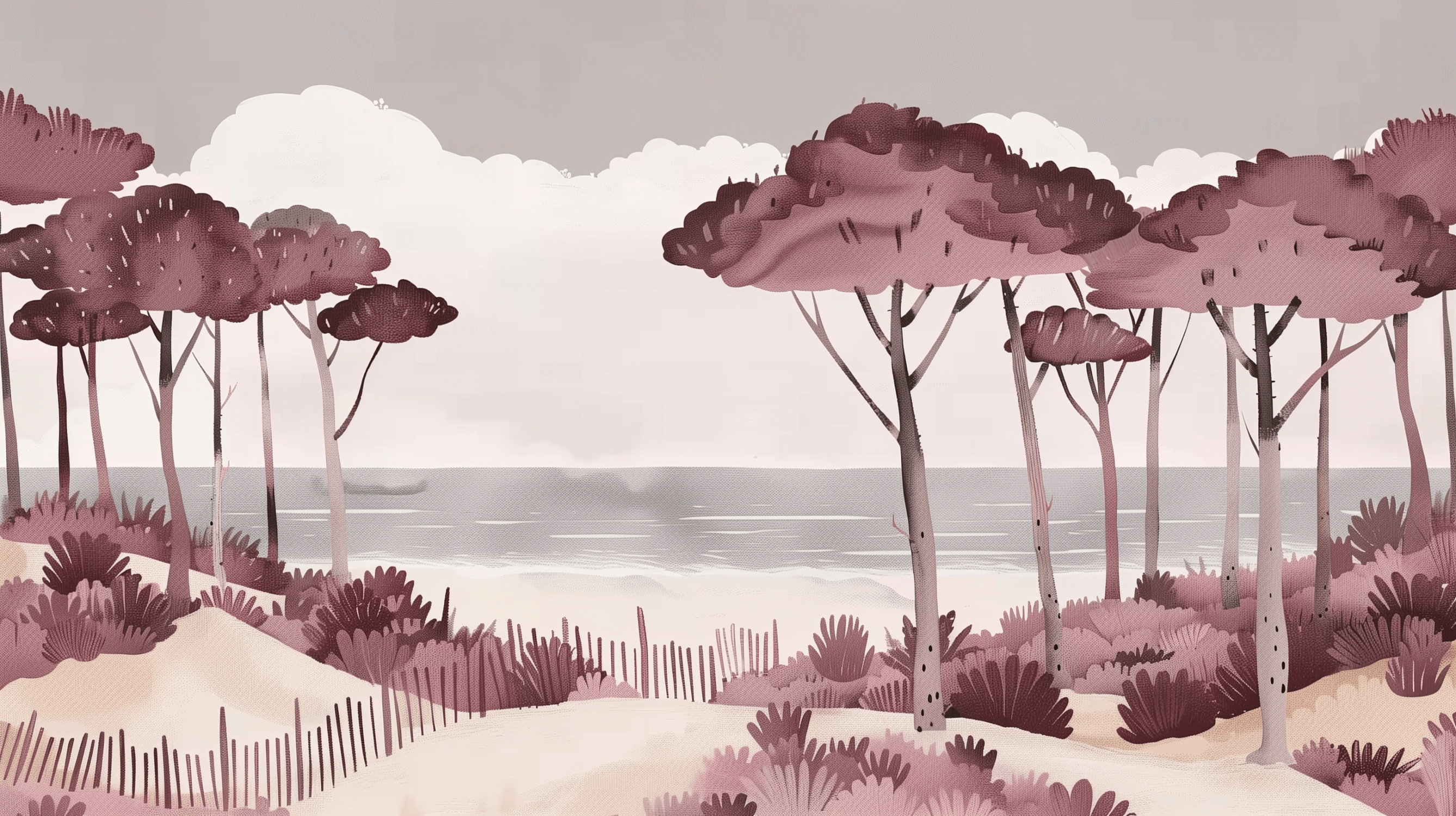 Papier Peint Panoramique Paysage Rosé