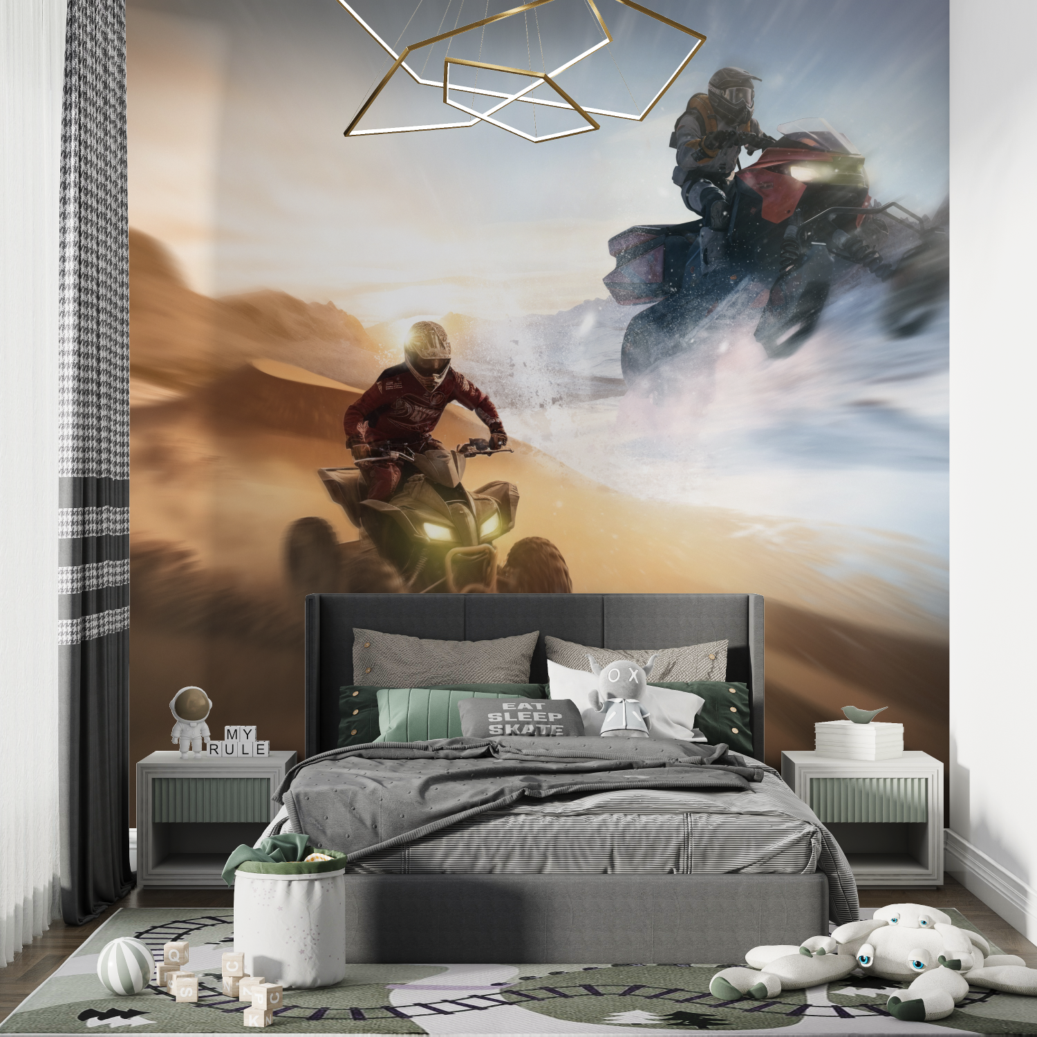 Papier peint garcon moto quad chambre de garcon