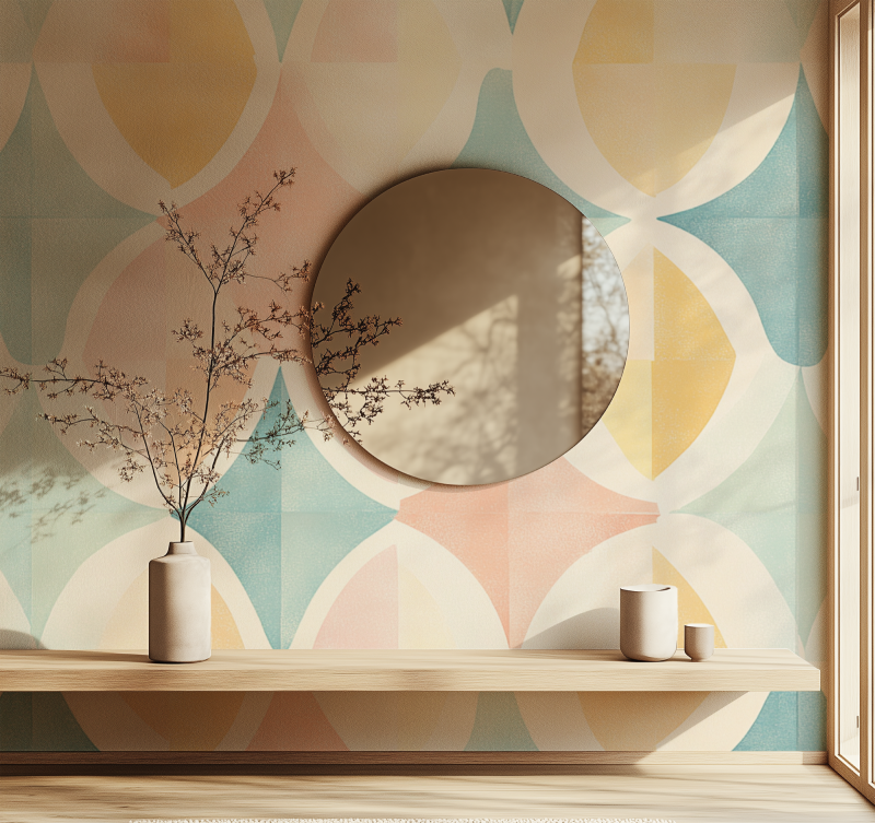 Papier peint vintage retro miroir