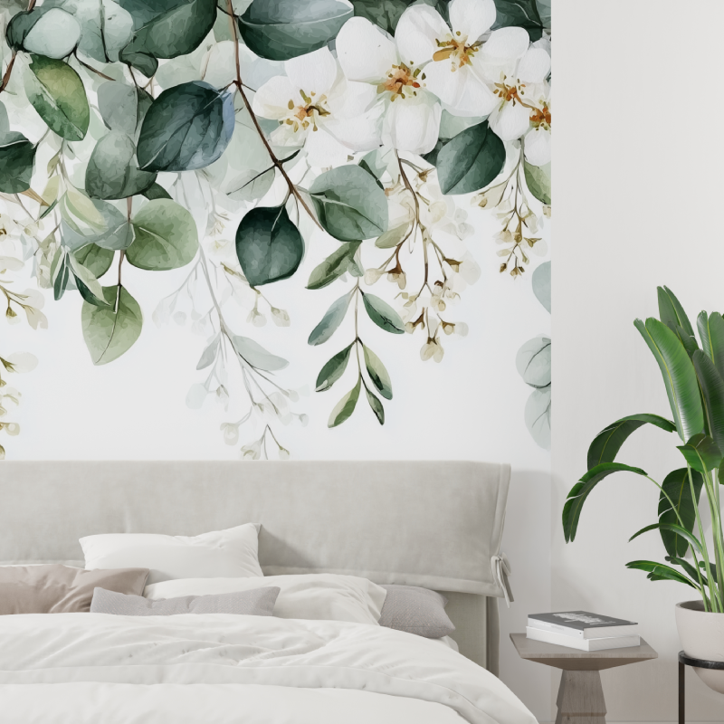 Tree green foliage mural wallpaper tapisserie tendance