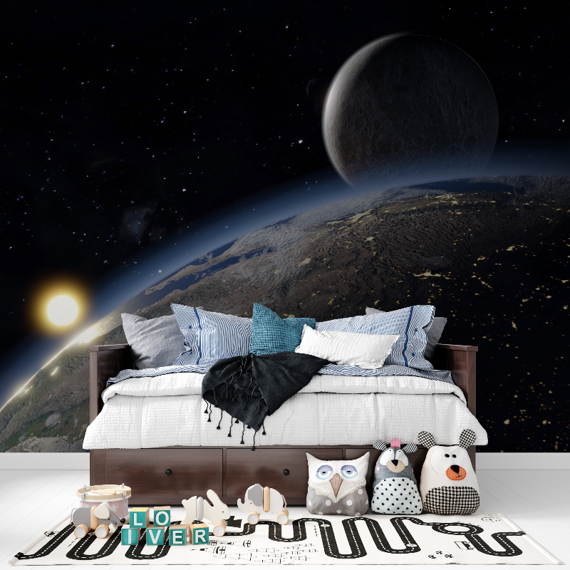 Papier peint espace terre tapisserie pour ado