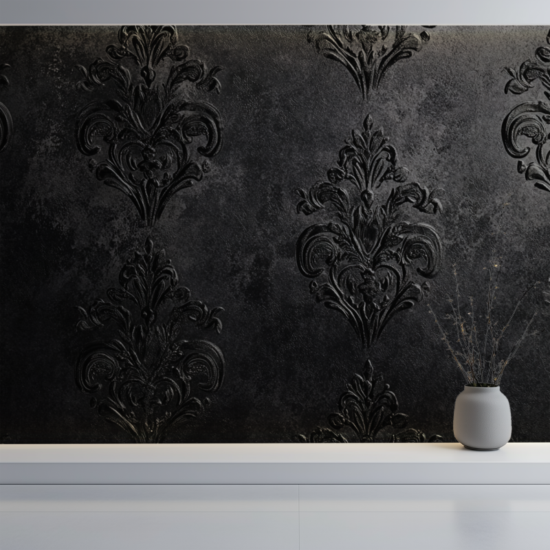 Papier peint vintage noir mur blanc