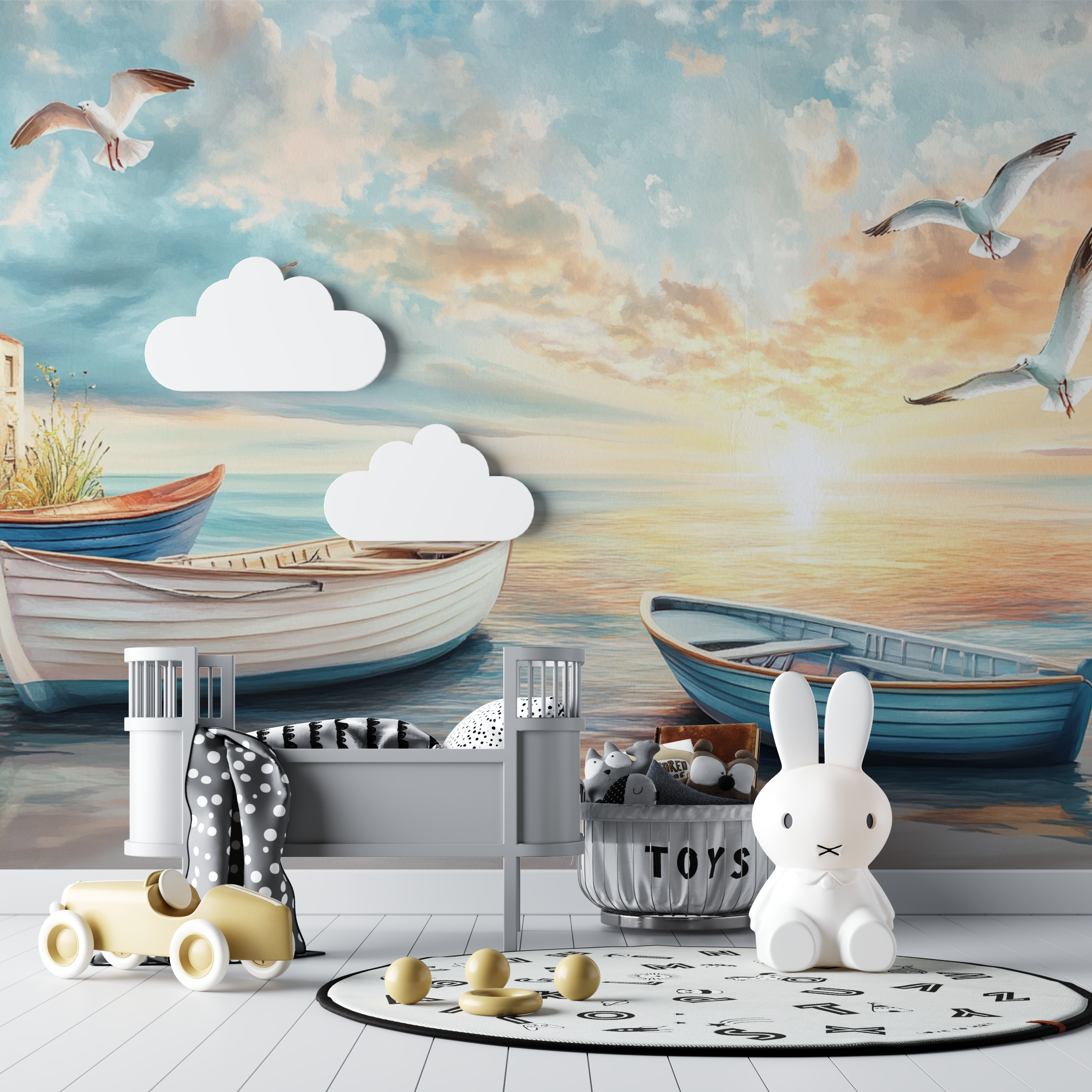 Papier peint marin amarrage bebe tipi