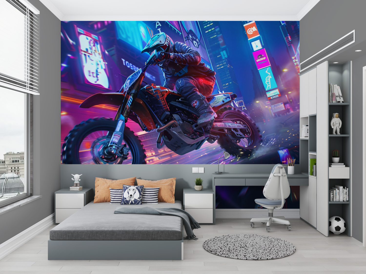 Papier peint garcons moto cross chambre petit