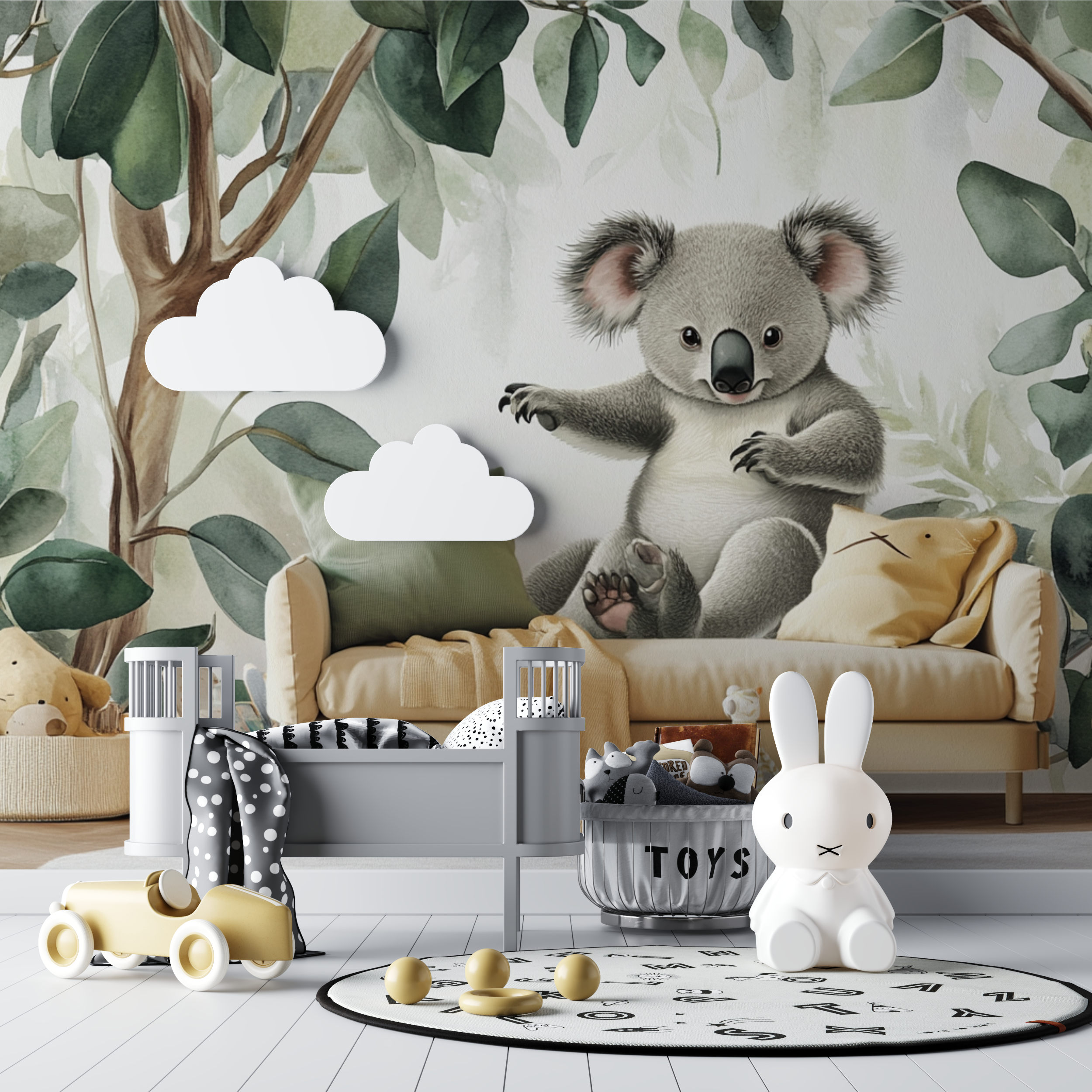 Papier peint koala qui baille bebe tipi