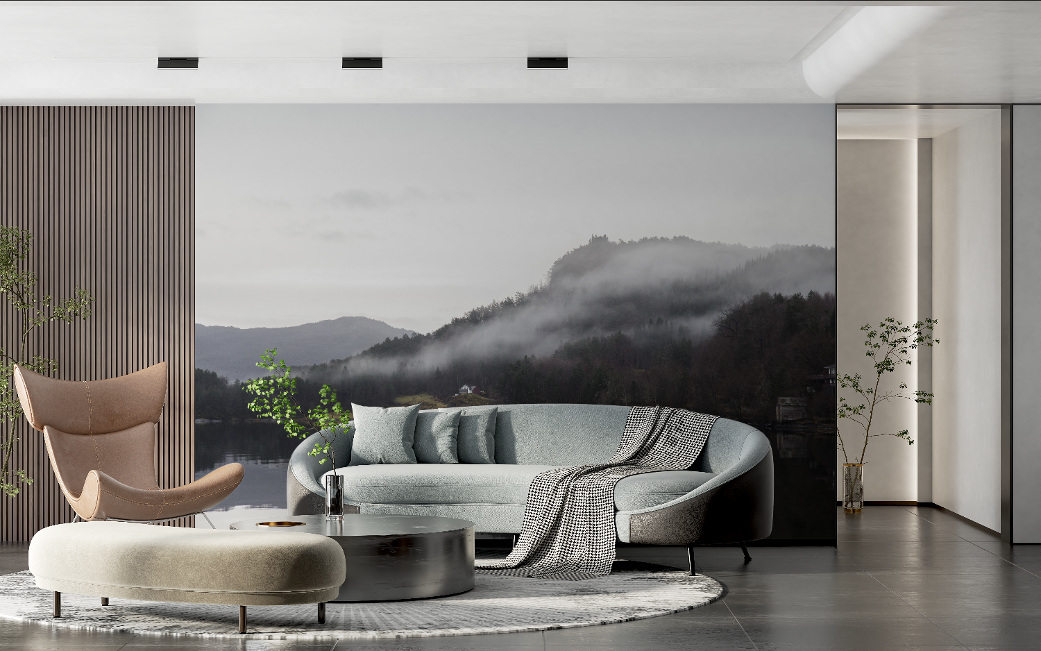 Papier peint aquarelle lac tendance 2024