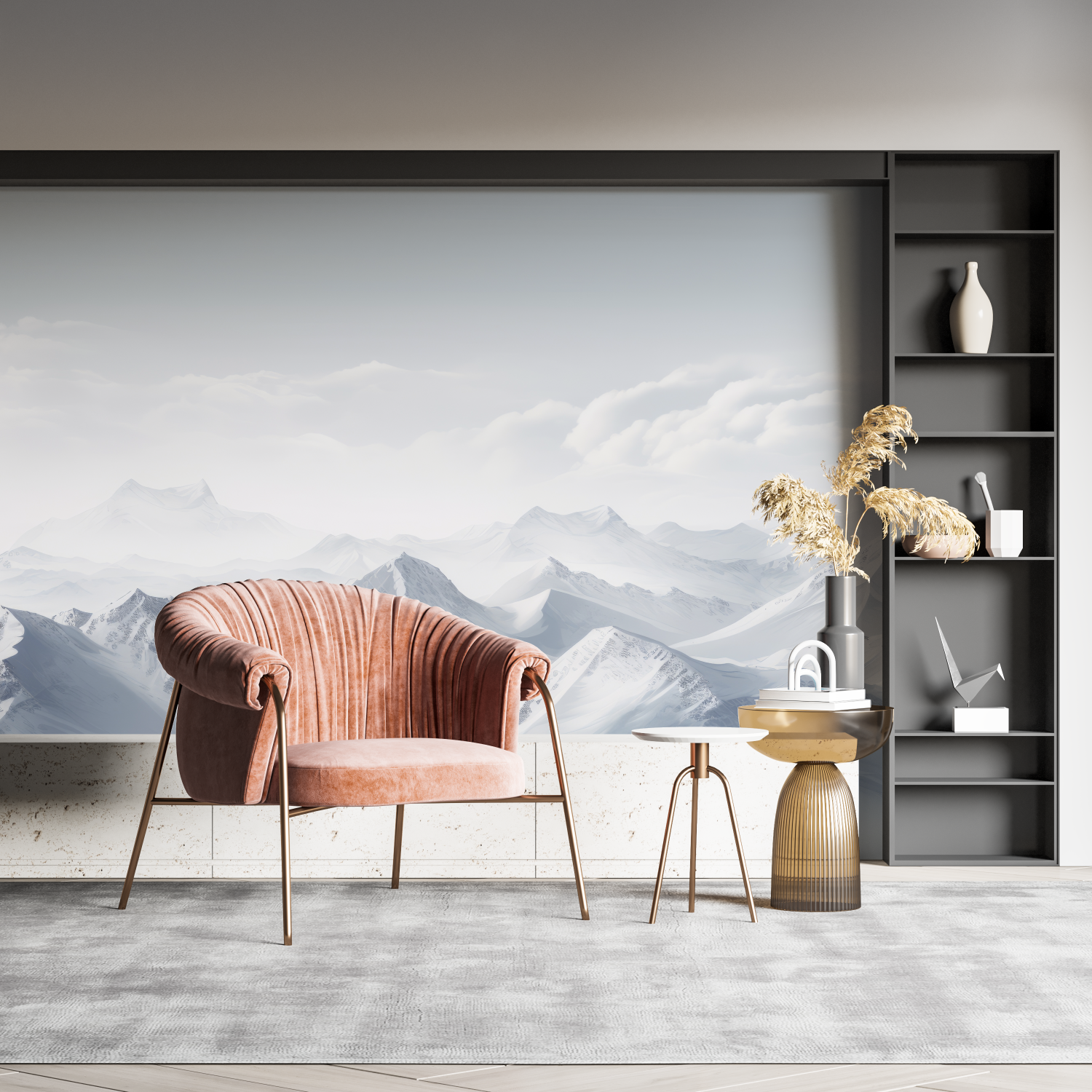 Papier peint aquarelle alpes pano mural