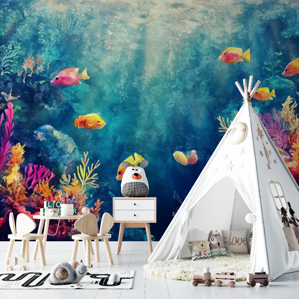 Papier peint marin decouverte sous leau chambre bebe