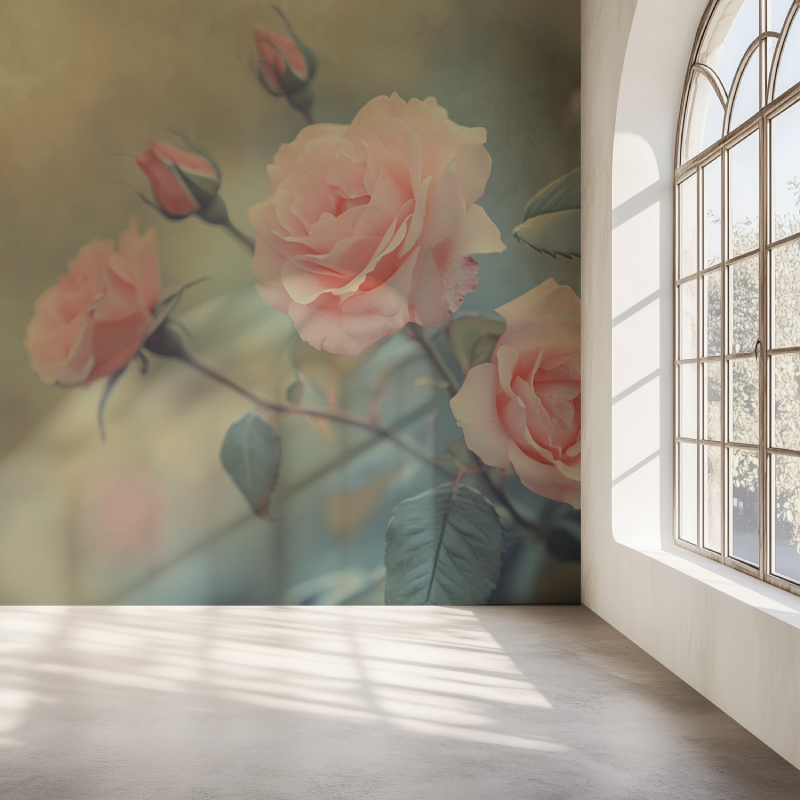 Papier peint fleur ancienne mur simple