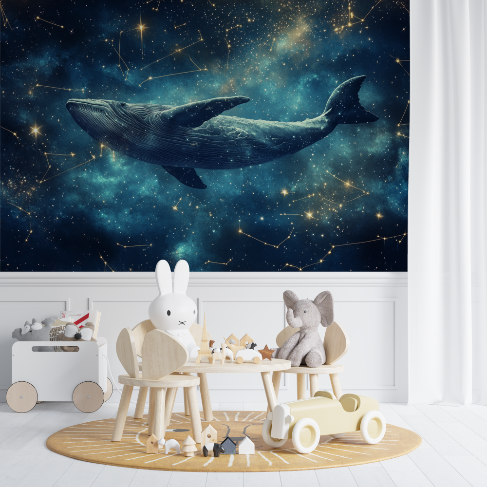 Papier peint marin cachalot et etoiles chambre de bebe