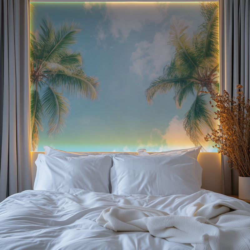 Papier peint trompe loeil plage chambre premium