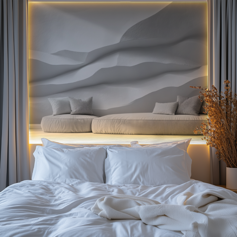 Papier peint trompe loeil pierre blanche chambre premium