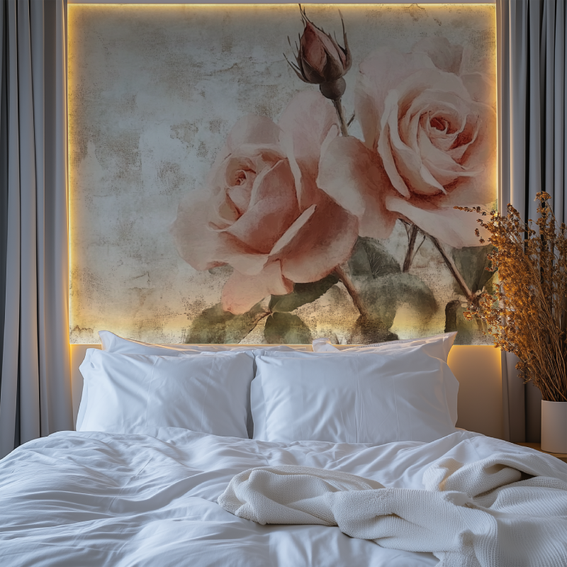 Papier peint vintage rose chambre premium