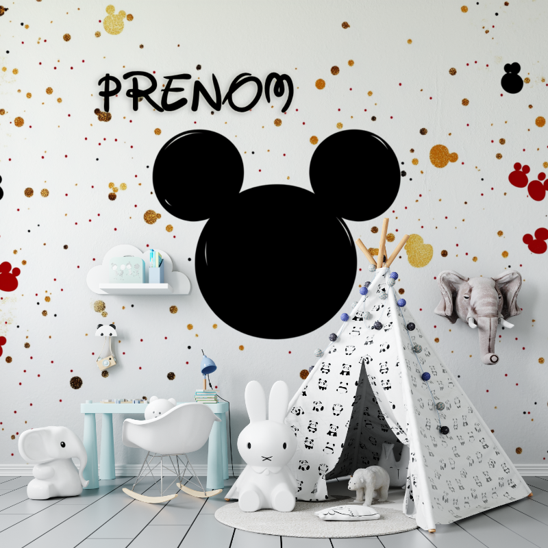 Papier peint prenom mickey tapisserie murs